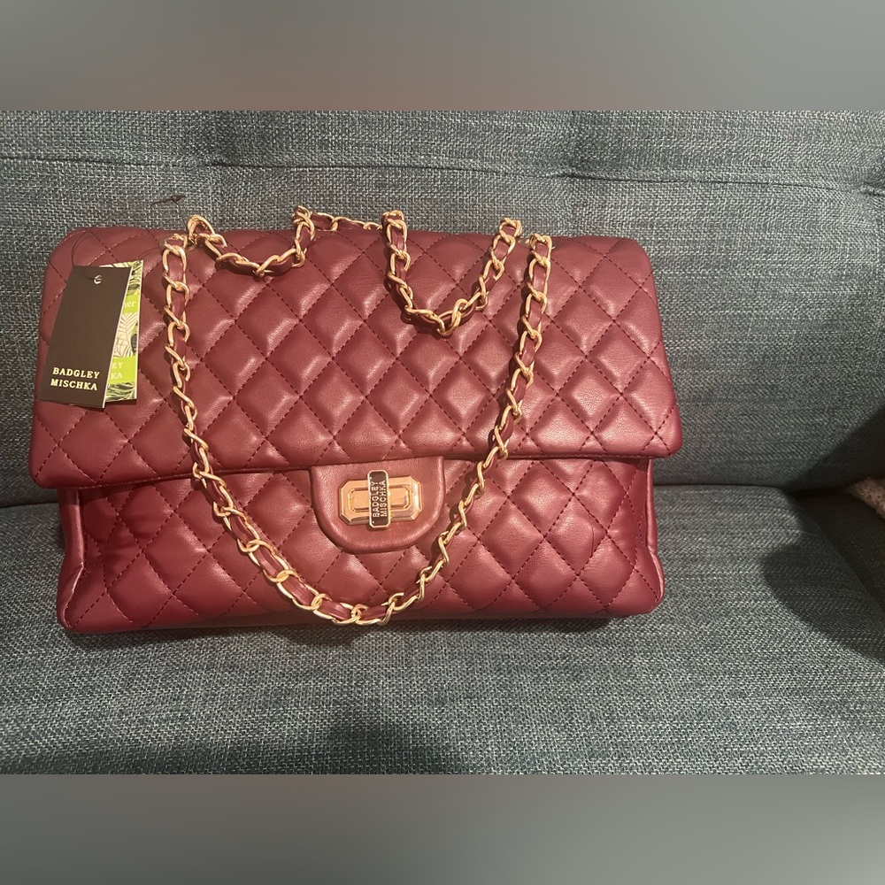 Burgundy colored Badgley Mischka Purse